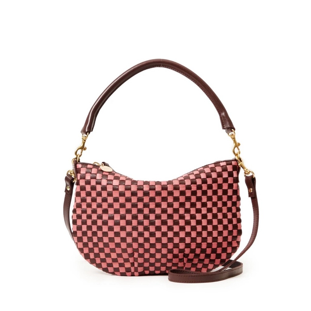 Clare V. Petit Moyen Messenger Bag in Raisin Petal Woven NWT